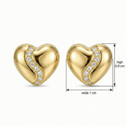Curved Heart Stud Earrings – sterling silver earrings, close-up