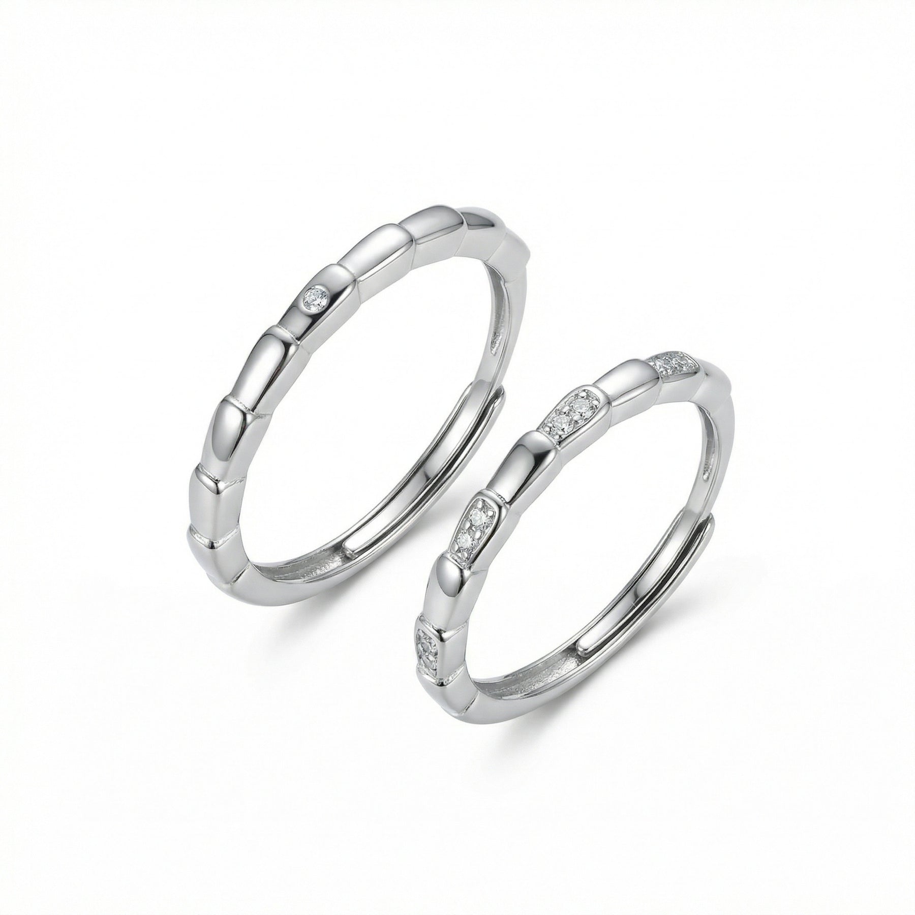 Segmented Couple Rings – sterling silver ring, side detail
