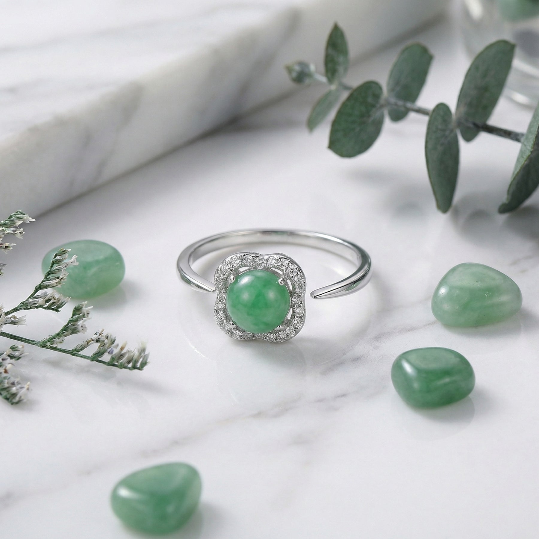 Open-Wrap Jadeite Cabochon Ring – jade ring