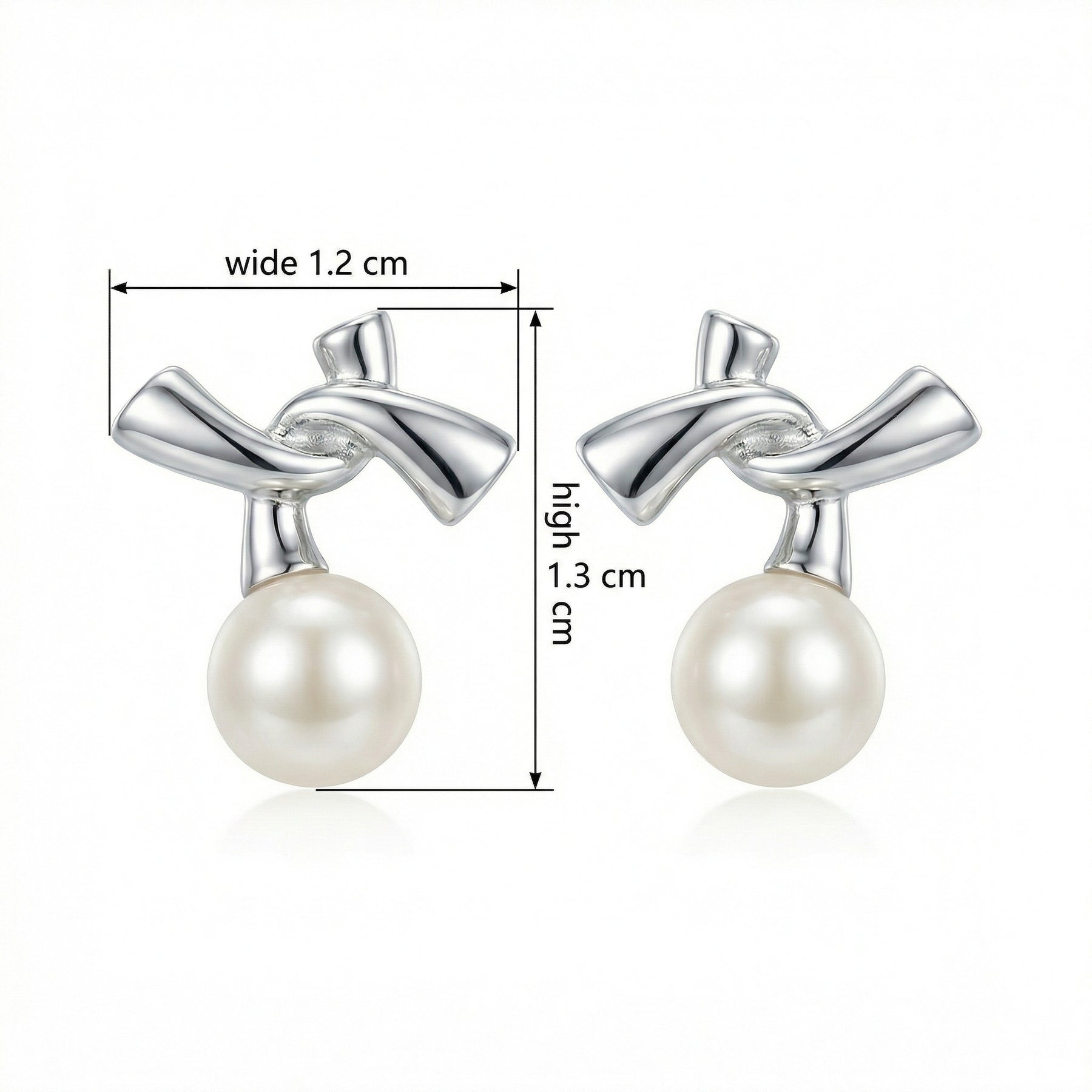 Abstract Knot Pearl Drop Earrings – pearl earrings, front view