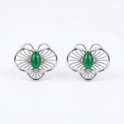 Jadeite-Style Filigree Floral Studs – jade earrings