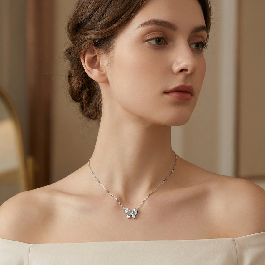Butterfly Pendant Necklace, Pear-Cut Stones – sterling silver necklace