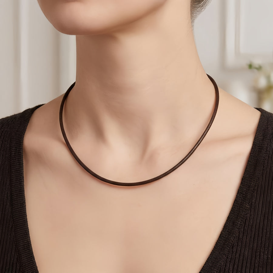 Brown Cord Necklace with Silver Charm – sterling silver necklace