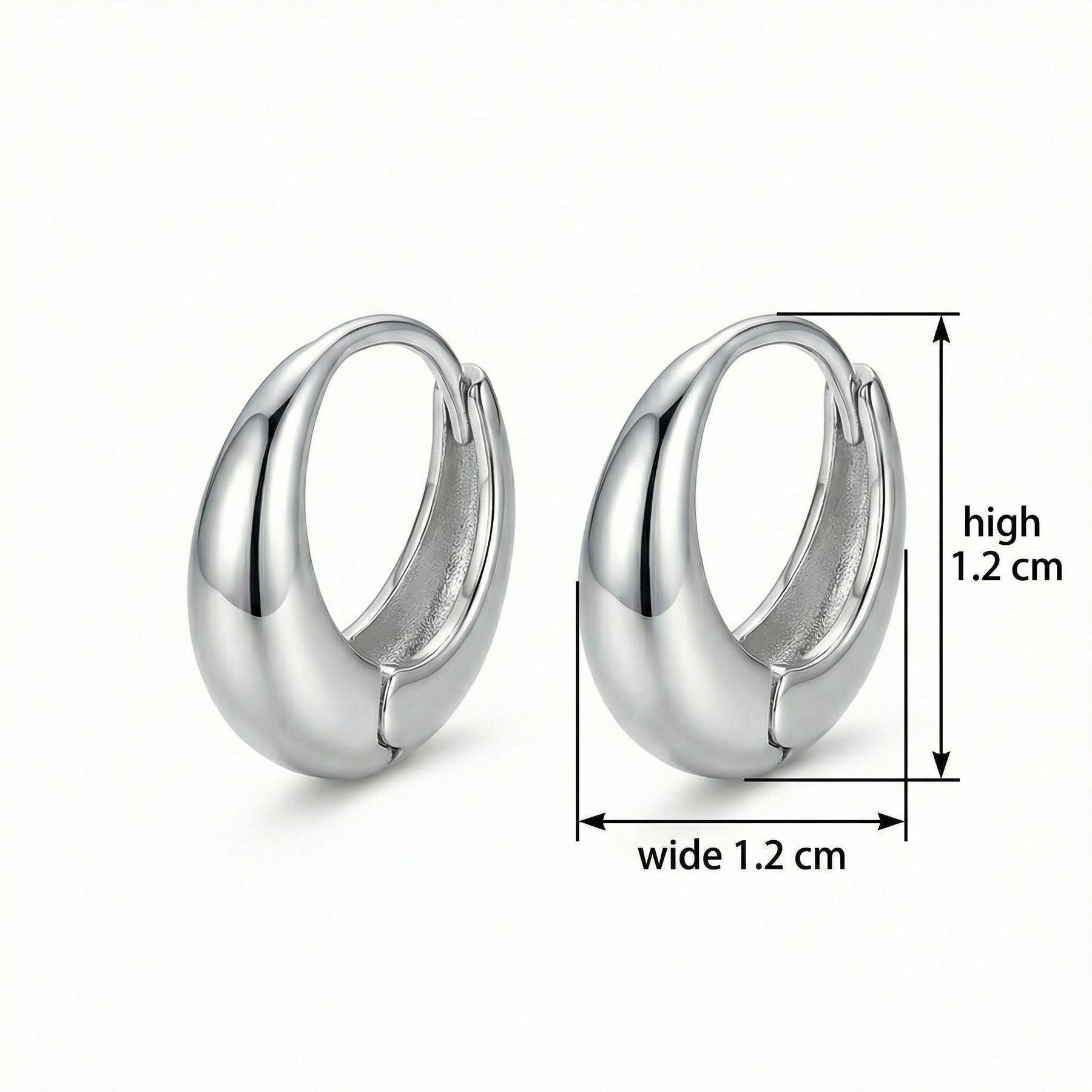 Chunky Teardrop Hoop Earrings – sterling silver earrings, front view