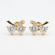 Heart Bow Stud Earrings – sterling silver earrings, close-up