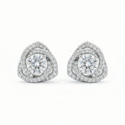 Brilliant-Cut Pavé Halo Stud Earrings – sterling silver earrings, front view