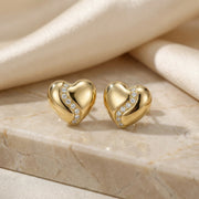 Curved Heart Stud Earrings – sterling silver earrings, front view