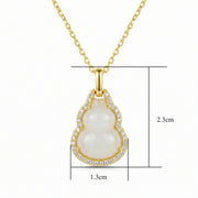 White Jade Gourd Crystal Halo Necklace – jade necklace, front view