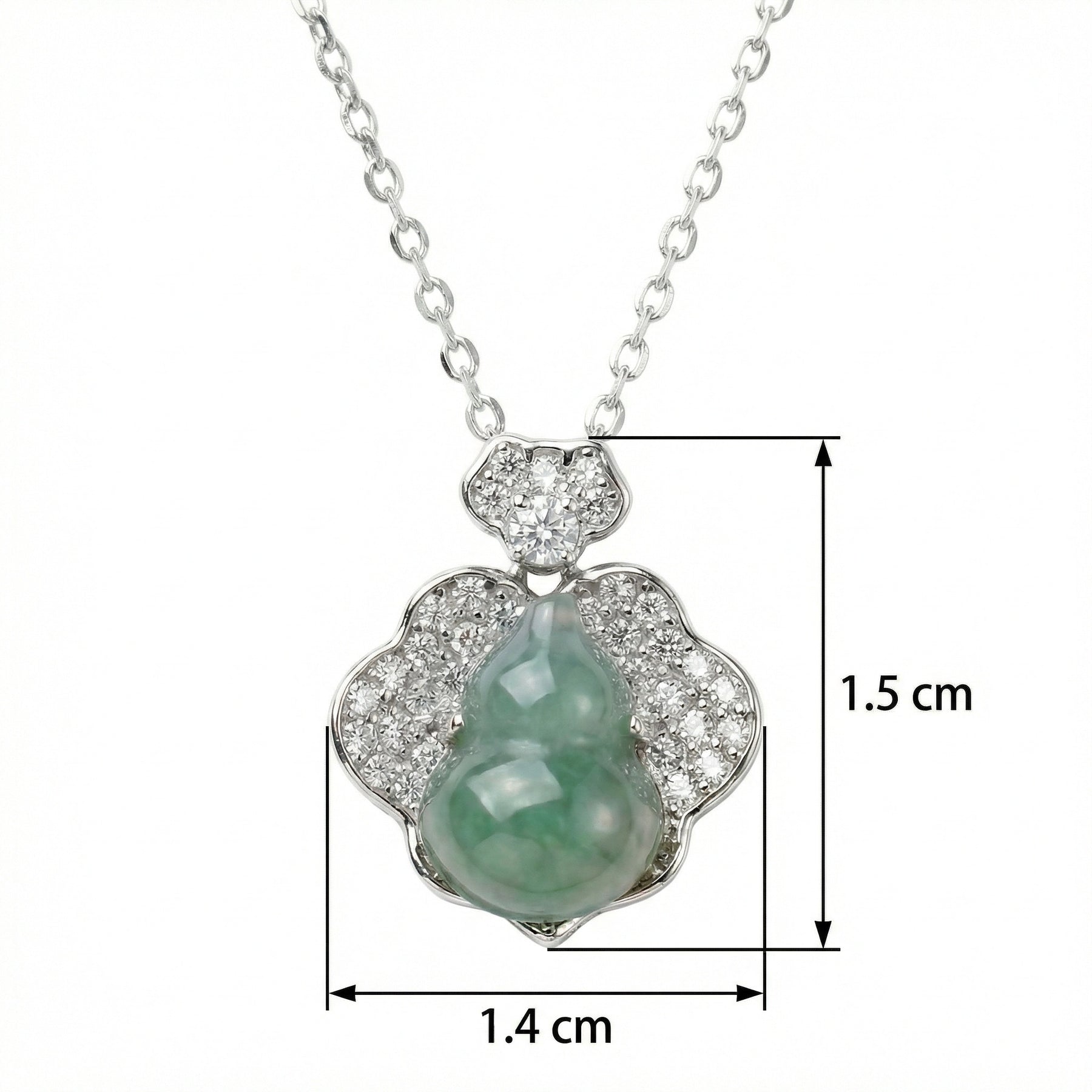 Jade Sparkling stone Gourd Flower Necklace – jade necklace, front view