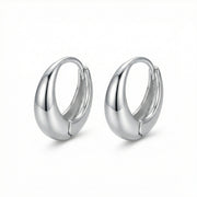 Chunky Teardrop Hoop Earrings – sterling silver earrings, close-up
