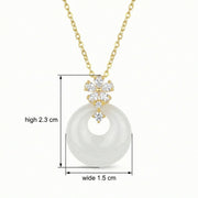 White Gemstone Circle Flower Necklace – sterling silver necklace, front view