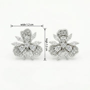 Three-Petal Floral Bloom Stud Earrings – sterling silver earrings, side detail