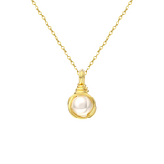 Wire-Wrapped Pearl Pendant Necklace – pearl necklace, side detail