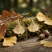 Ginkgo Biloba Leaf Earrings – sterling silver earrings