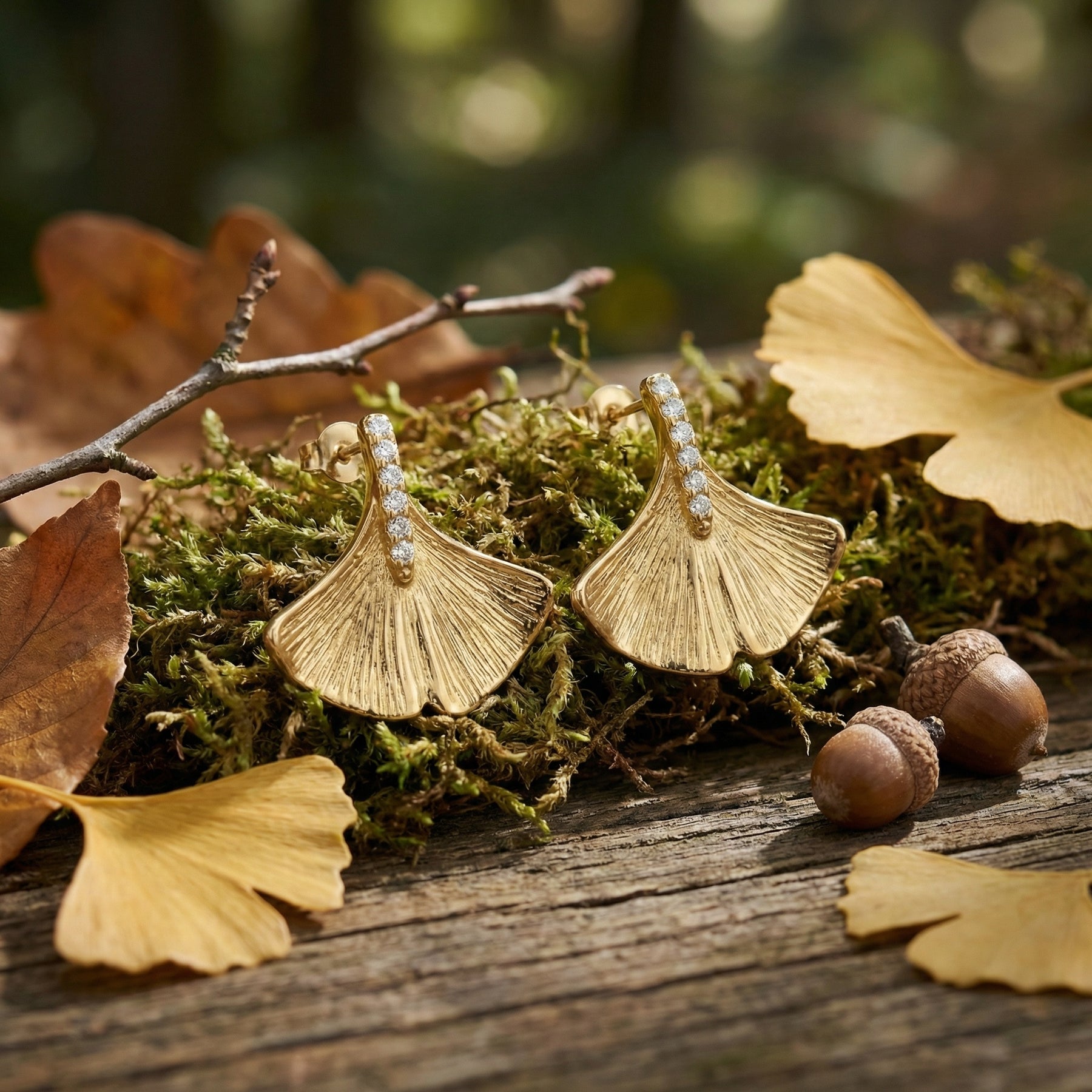 Ginkgo Biloba Leaf Earrings – sterling silver earrings