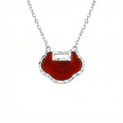 Red Carnelian Longevity Lock Necklace – carnelian necklace, close-up