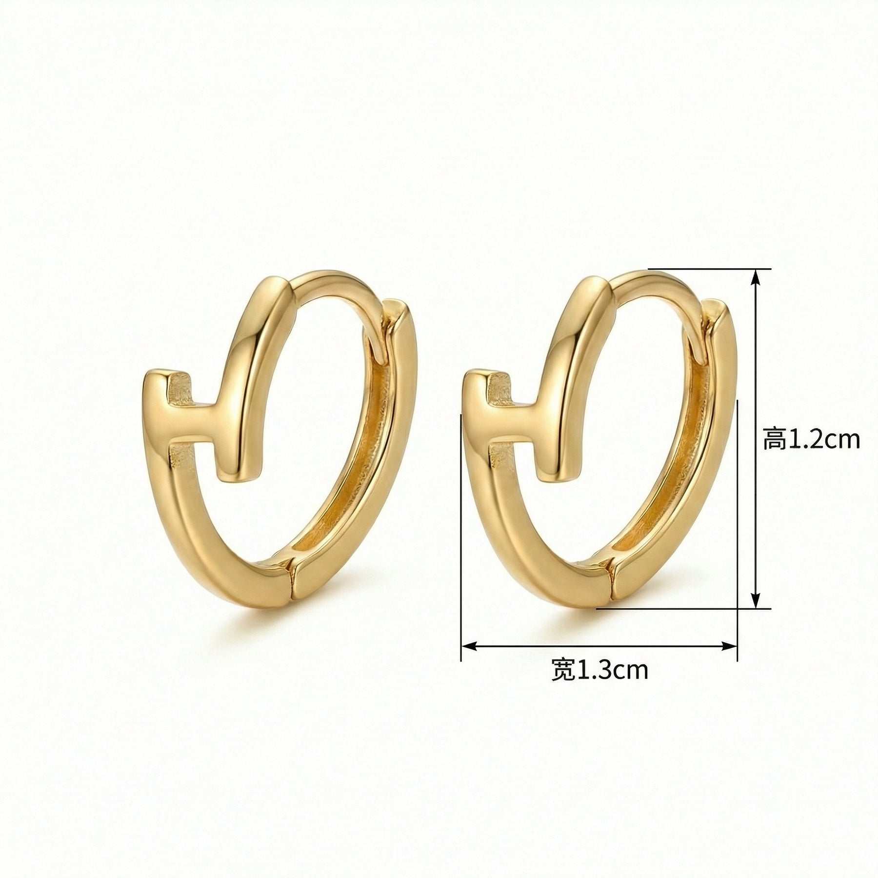 Architectural Minimalist Huggie Hoops – sterling silver earrings