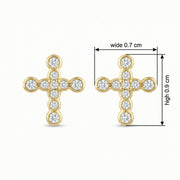 Faith Cross Studs, Bezel-Set Accents – sterling silver earrings, front view