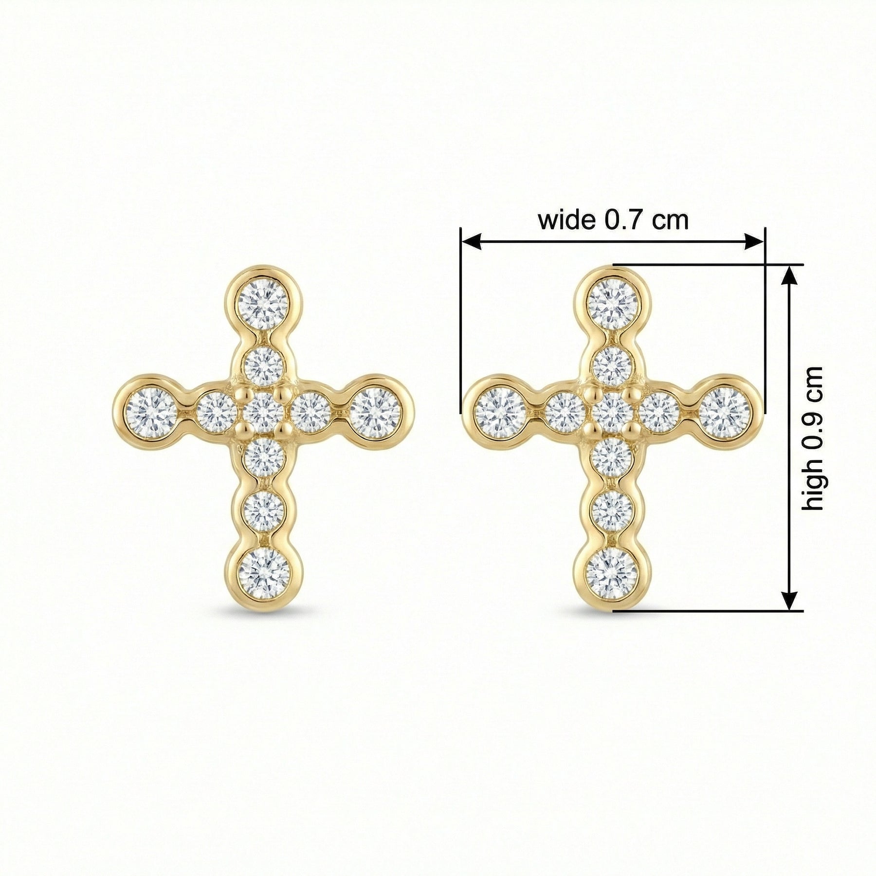 Faith Cross Studs, Bezel-Set Accents – sterling silver earrings, front view