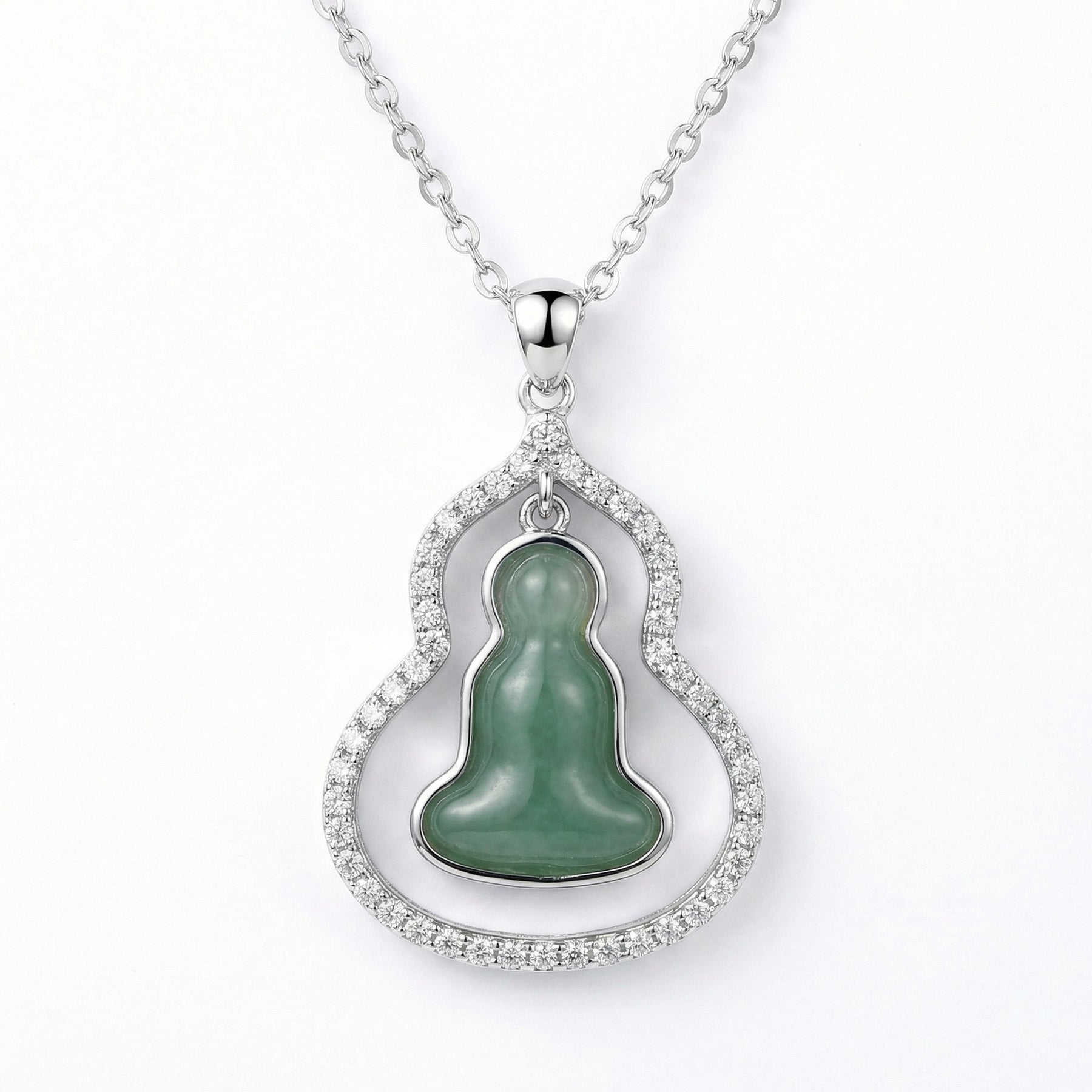 Irregular Jade Gourd Halo Necklace II – jade necklace, side detail