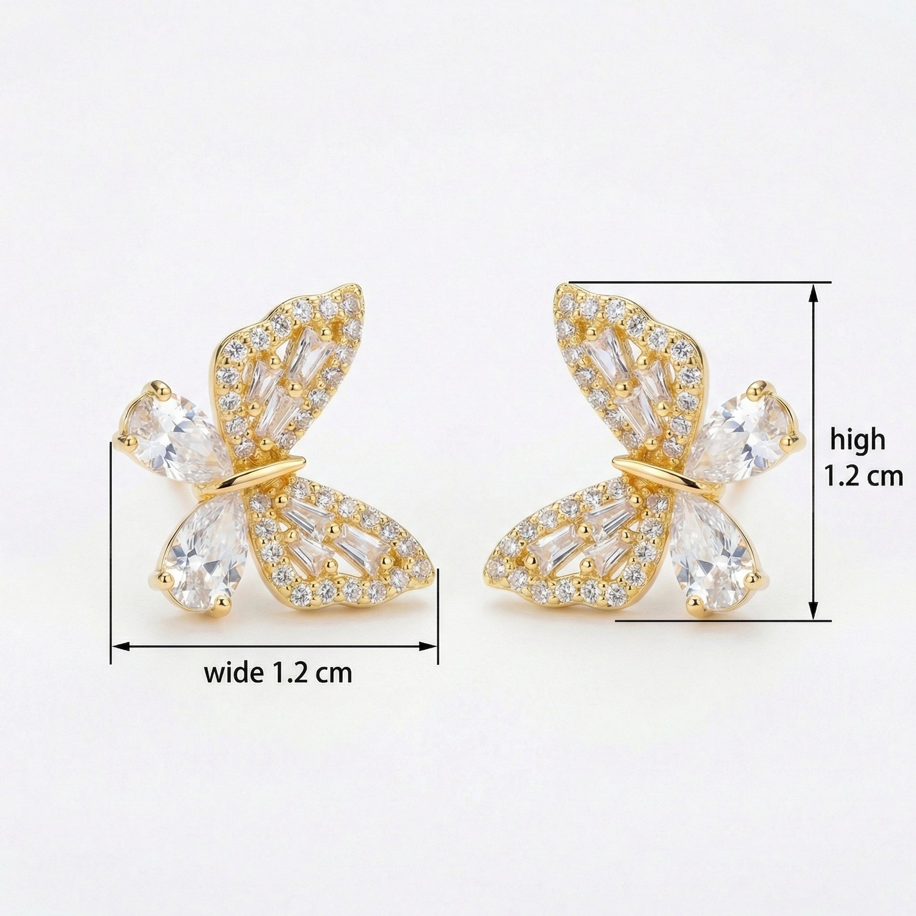 Butterfly Pear-Cut Crystal Studs – crystal earrings, side detail