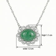Jadeite Cabochon Halo Necklace – jade necklace, side detail