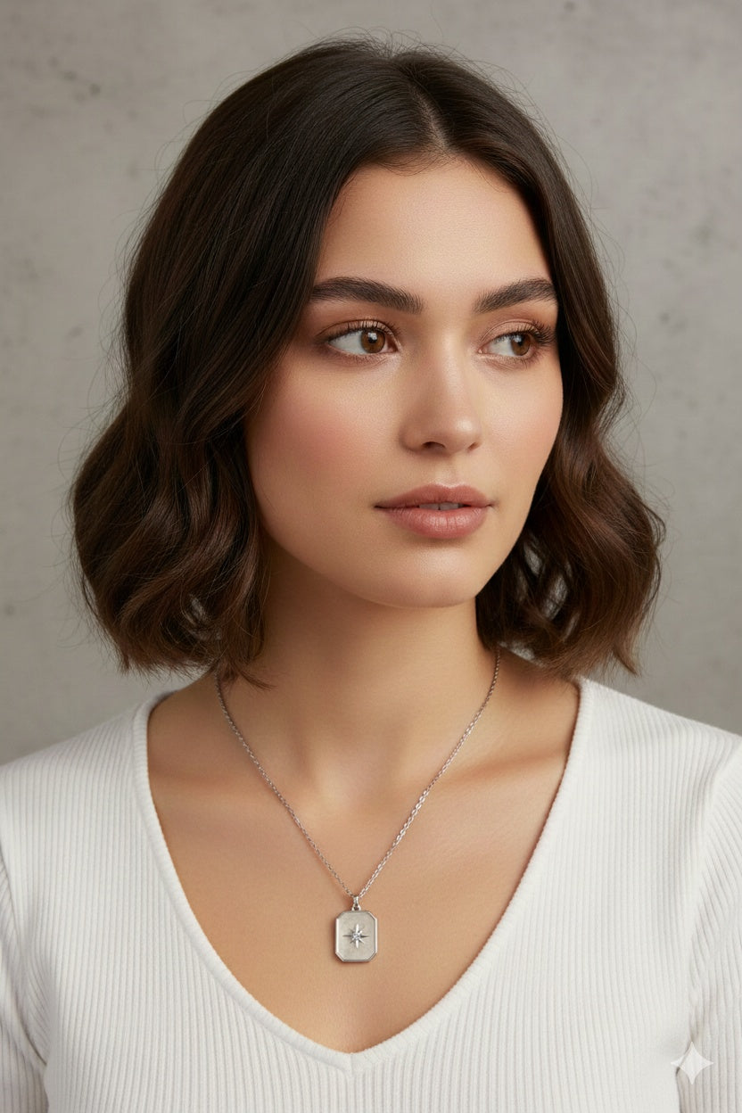 Stainless Steel North Star Necklace – stainless steel necklace, front view