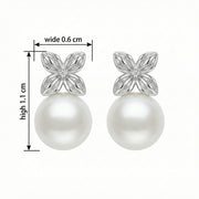 Pearl Floral Stud Drop Earrings – pearl earrings, side detail