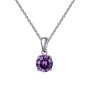 Purple Gemstone Bezel Pendant Necklace – sterling silver necklace, close-up