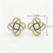 Pearl Clover Enamel Stud Earrings – pearl earrings, side detail