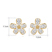 Pear-Cut Crystal Floral Studs, Gilded – crystal earrings, side detail