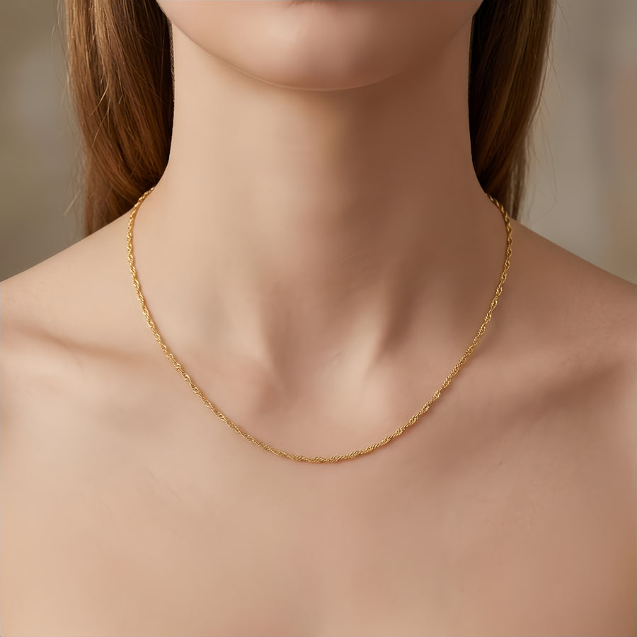 Gold-Plated Toggle Clasp Necklace – gold-plated necklace, side detail