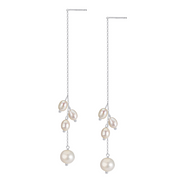 Pearl Drop Earrings, Chain Cascade – pearl earrings, front view