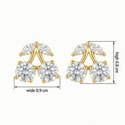Cherry Stud Earrings with Leaf Accents – sterling silver earrings, close-up