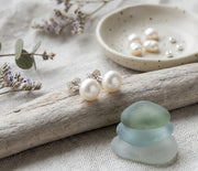 Everyday Pearl Stud Earrings – pearl earrings, front view