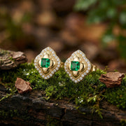 Quatrefoil Green Stone Stud Earrings – sterling silver earrings
