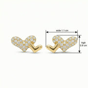 Heart-to-Heart Duo Stud Earrings – sterling silver earrings, close-up