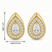 Pear-Cut Halo Teardrop Studs II – sterling silver earrings, side detail