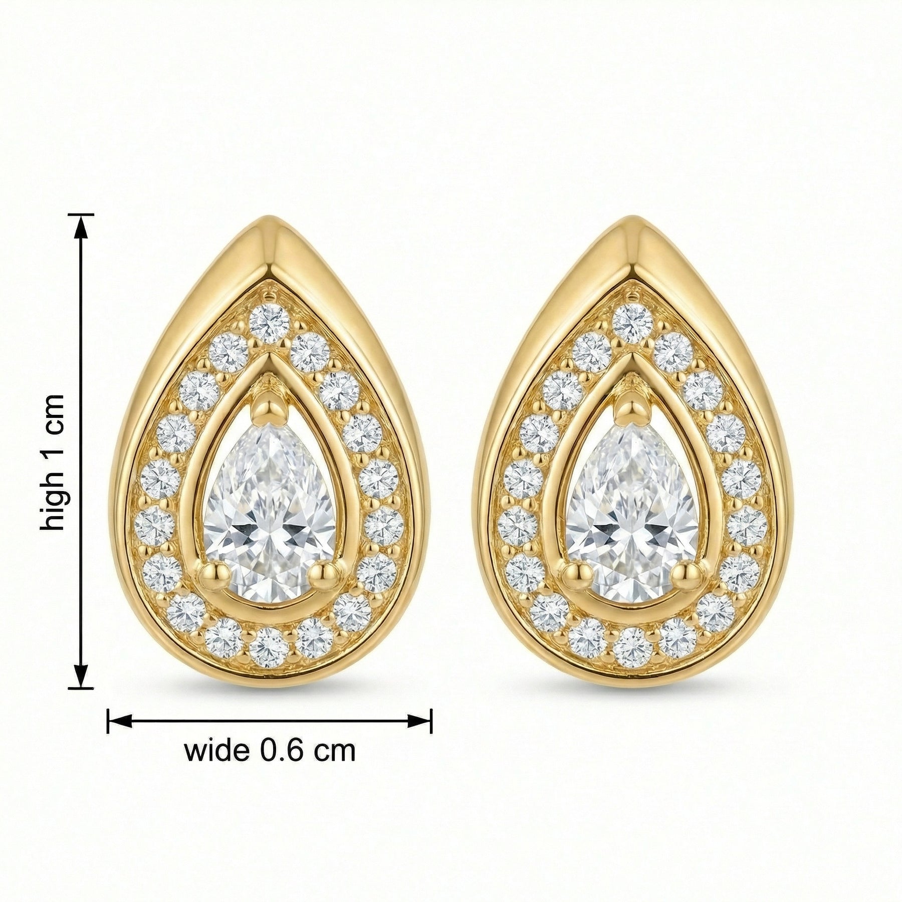Pear-Cut Halo Teardrop Studs II – sterling silver earrings, side detail