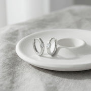 Square-Cut Zirconia Huggie Hoops – zircon earrings, front view