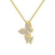 Double Butterfly CZ Necklace – zircon necklace
