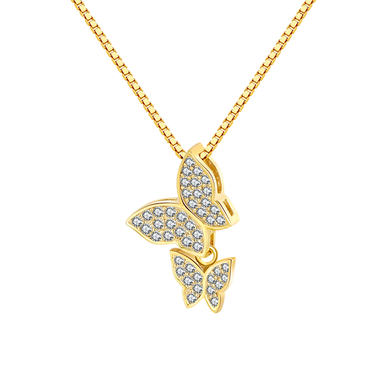 Double Butterfly CZ Necklace – zircon necklace