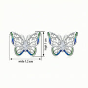 Enamel Butterfly Filigree Stud Earrings – sterling silver earrings, side detail