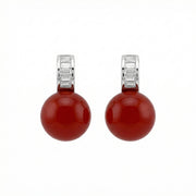 Red Coral Sphere Stud Earrings – sterling silver earrings
