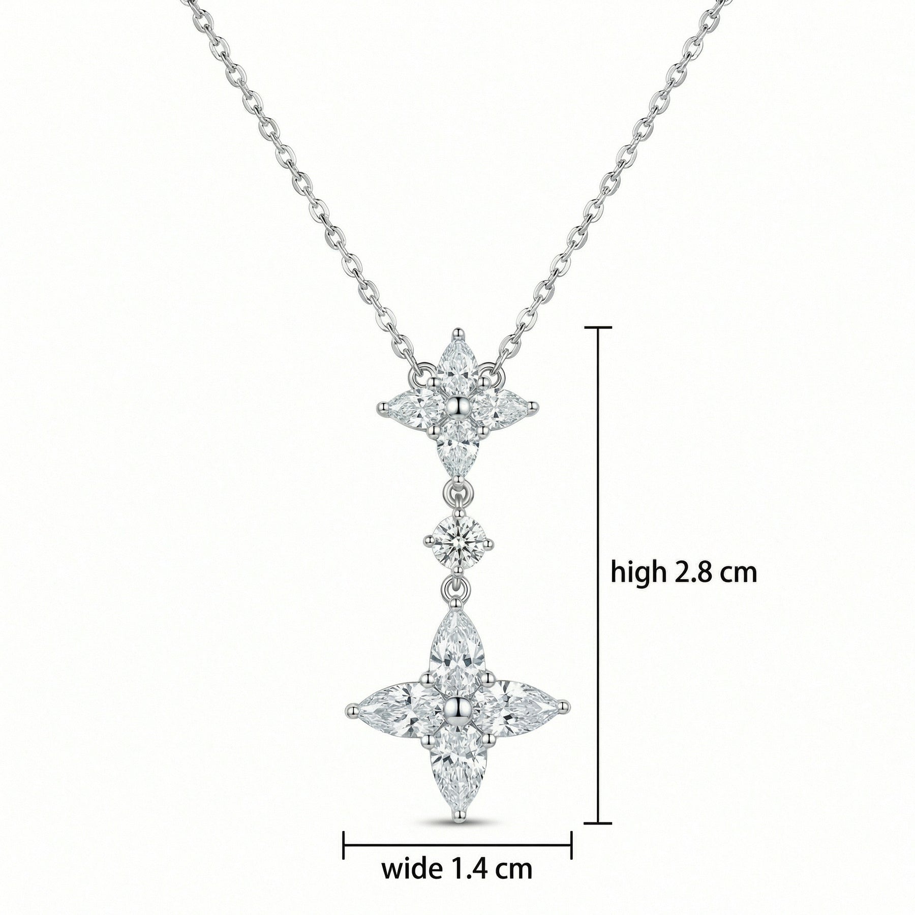 Marquise Floral Double Cluster Necklace – sterling silver necklace