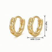 Curb Link Textured Huggie Hoops – sterling silver earrings