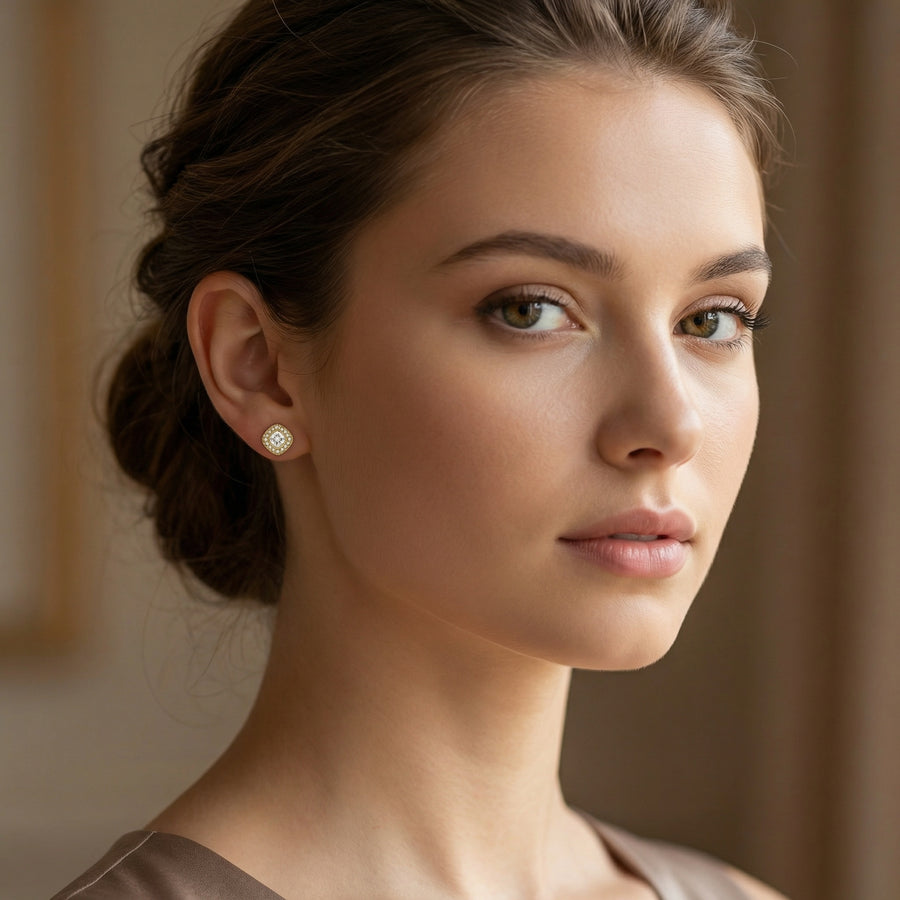 Cushion Halo Square Stud Earrings – sterling silver earrings