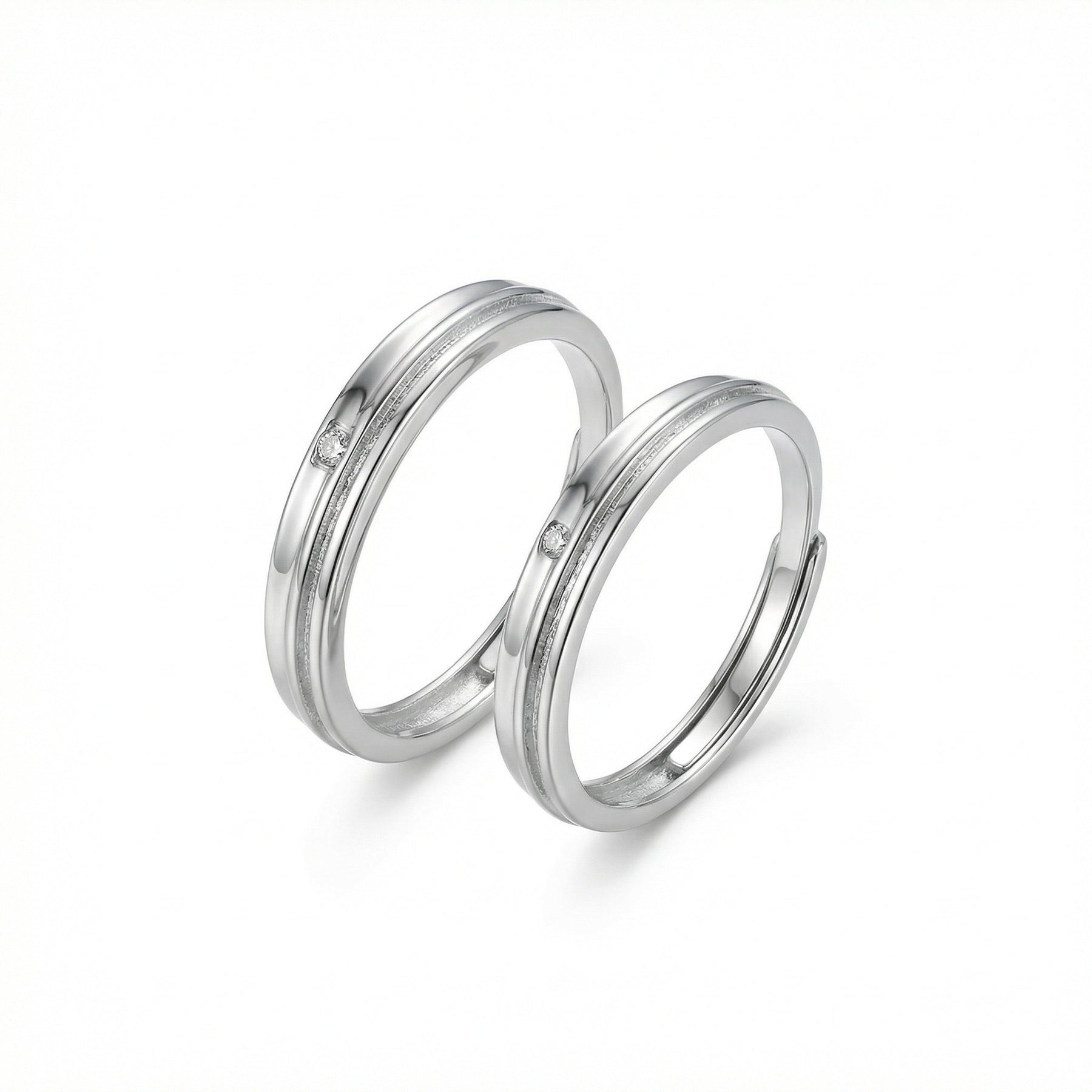Couple's Rings with Central Stones – sterling silver ring