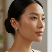 Jade Sphere Fortune Charm Drop Earrings – jade earrings, close-up