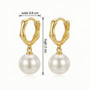 Wavy Huggie Hoops with Pearl Drops – pearl earrings